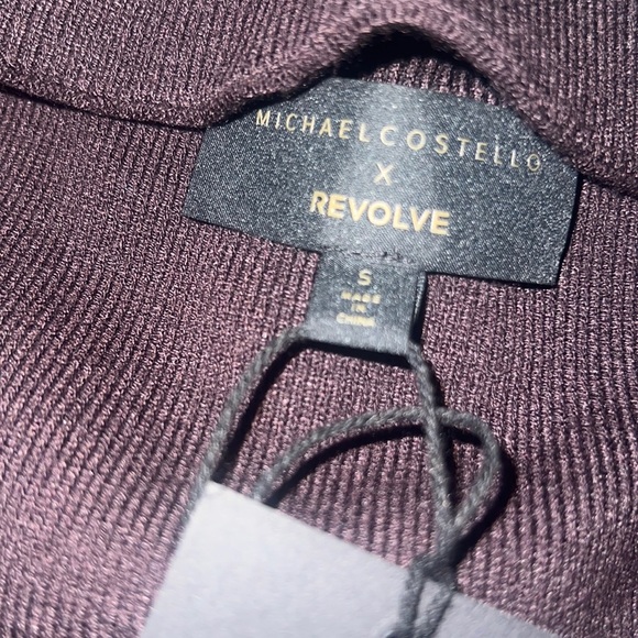 Michael Costello x REVOLVE Brylie Mock Neck Long Sleeve Mini Dress in Chocolate - Picture 3 of 5